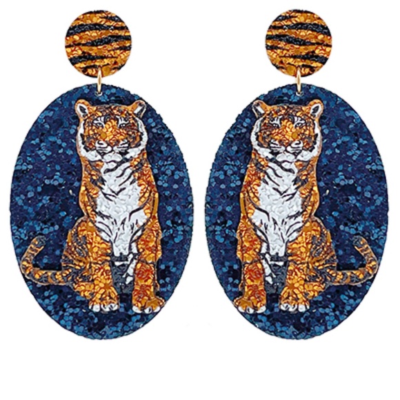 TIGER Oval Glitter Earrings - Picture 2 of 2